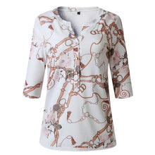 Load image into Gallery viewer, Buttons Puff Sleeve Shirts Letters Pineapple Chain Printed Top Women Autumn White Blouses Long Sleeve Spring Blusas Oversize 3XL