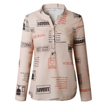 Load image into Gallery viewer, Buttons Puff Sleeve Shirts Letters Pineapple Chain Printed Top Women Autumn White Blouses Long Sleeve Spring Blusas Oversize 3XL