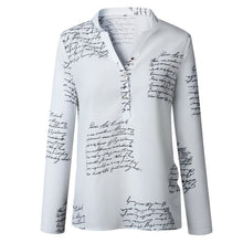 Load image into Gallery viewer, Buttons Puff Sleeve Shirts Letters Pineapple Chain Printed Top Women Autumn White Blouses Long Sleeve Spring Blusas Oversize 3XL